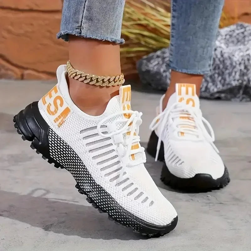 AZGB Women's Breathable Knit Sneakers – Lace-Up Walking Shoes Women's Sneakers Axl
