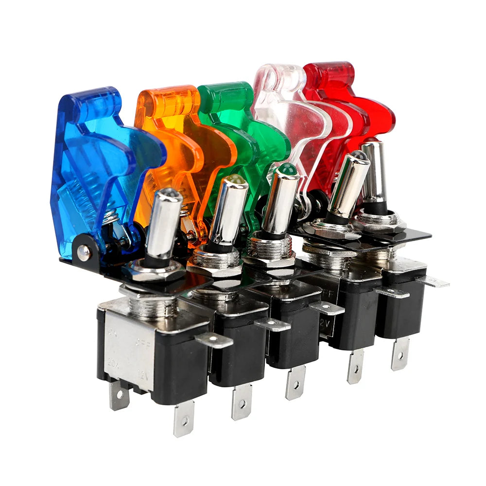12V 20A LED Toggle Switch with Cover – SPST On/Off Car Switch Automotive Toggle Switch Axl