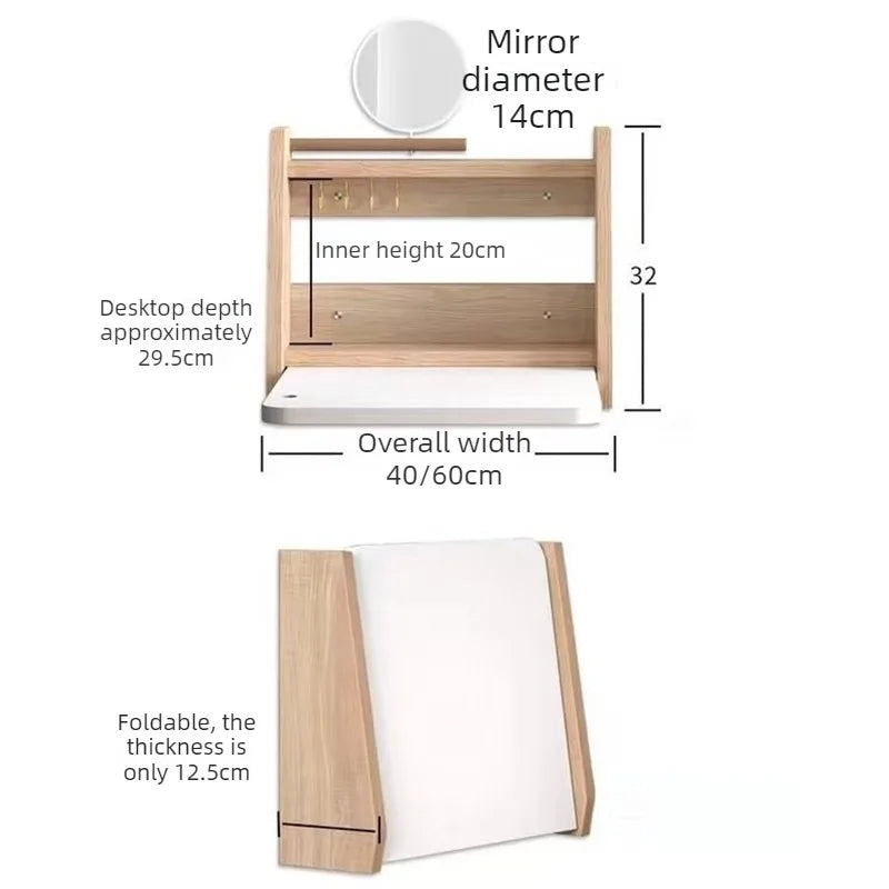 Wall-Mount Wooden Vanity Dressing Table with Mirror | Modern Vanity Dressing Table Axl