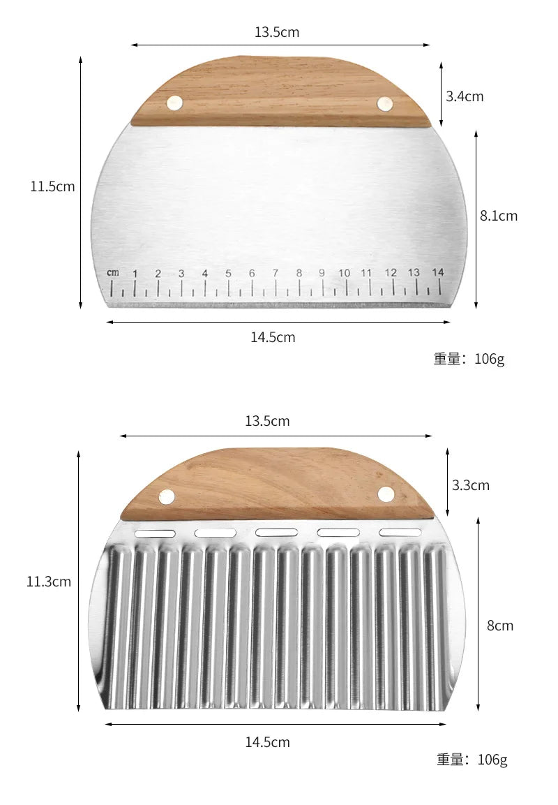 Stainless Steel Dough Cutter & Pastry Scraper with Measuring Pastry Dough Cutter Axl