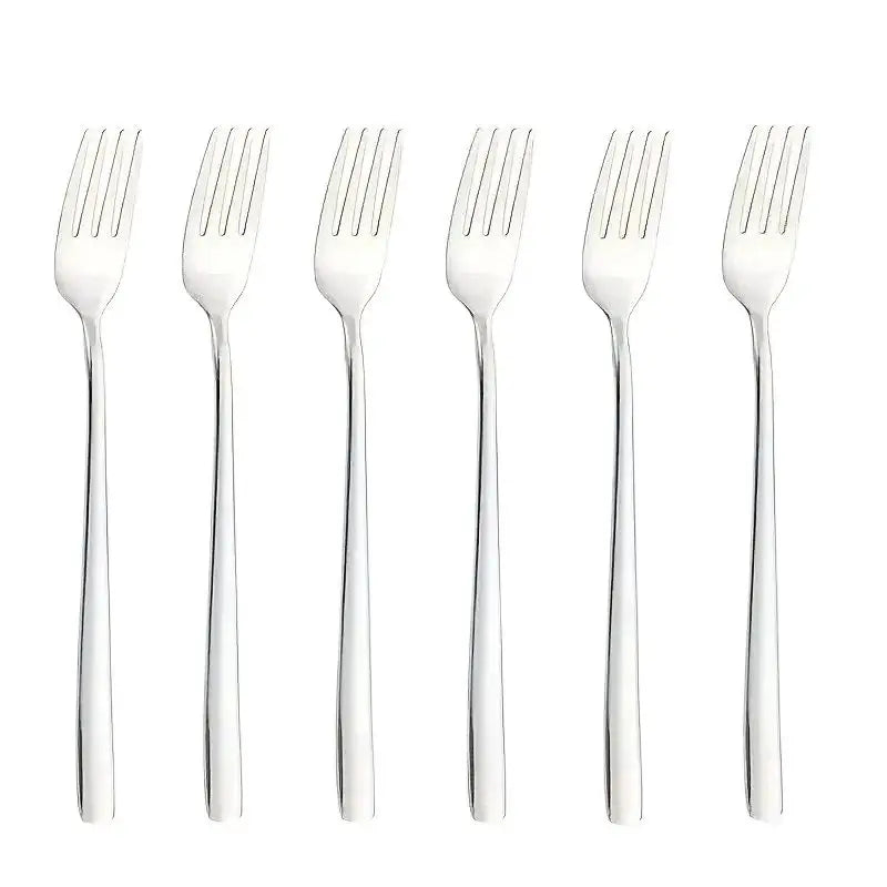6-Piece Stainless Steel Cutlery Set – Long Handle Fork & Spoon Flatware Cutlery Set Axl 6pcs