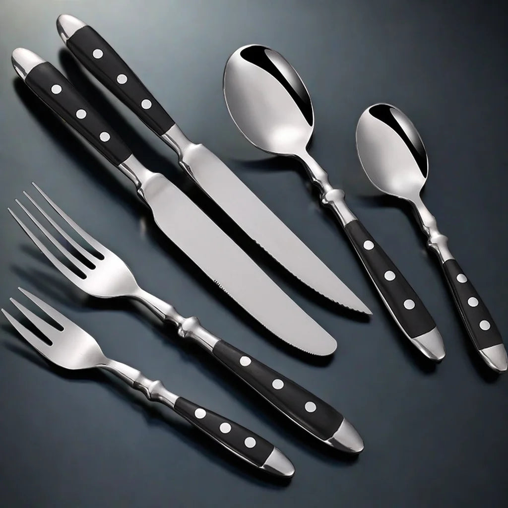 Stainless Steel Cutlery Set – Fork, Spoon & Steak Knife Stainless Steel Cutlery Set Axl