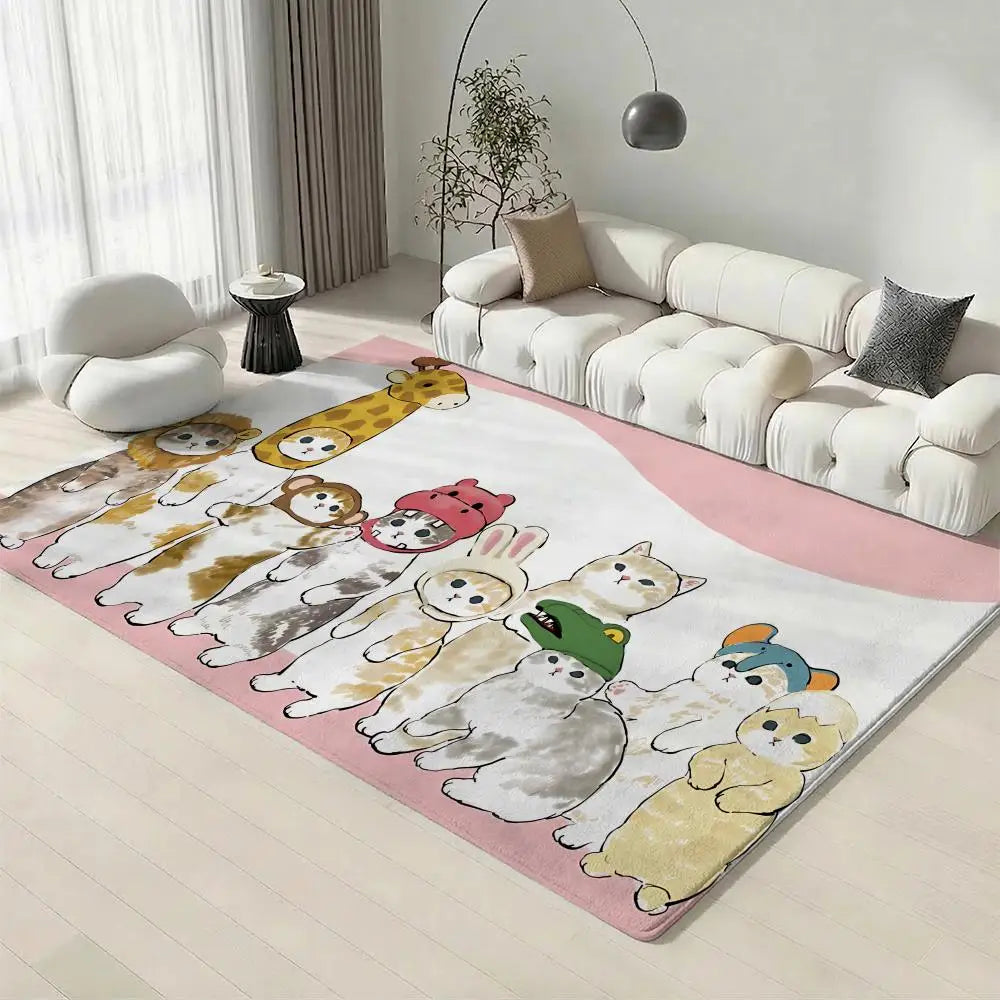 Mofusand Character Flannel Floor Mat – Non-Slip Soft Plush Rug Flannel Floor Mat Axl