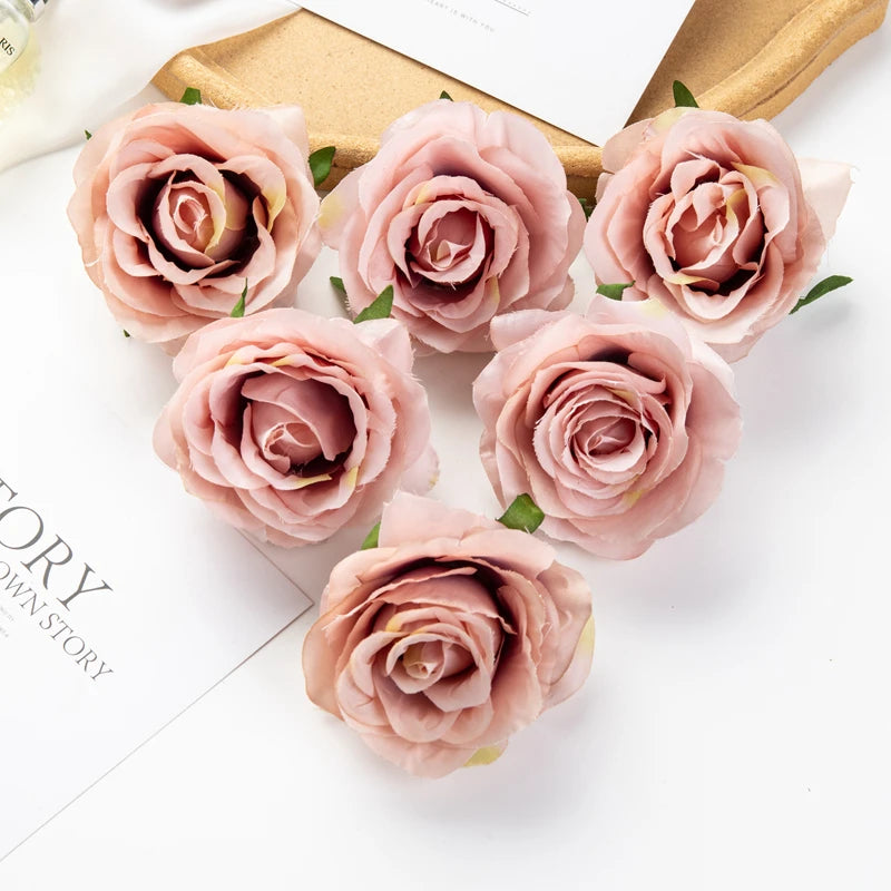 Artificial Silk Roses 10 Pcs – Wedding Bouquet & Home Décor Artificial Silk Flowers Axl Brown