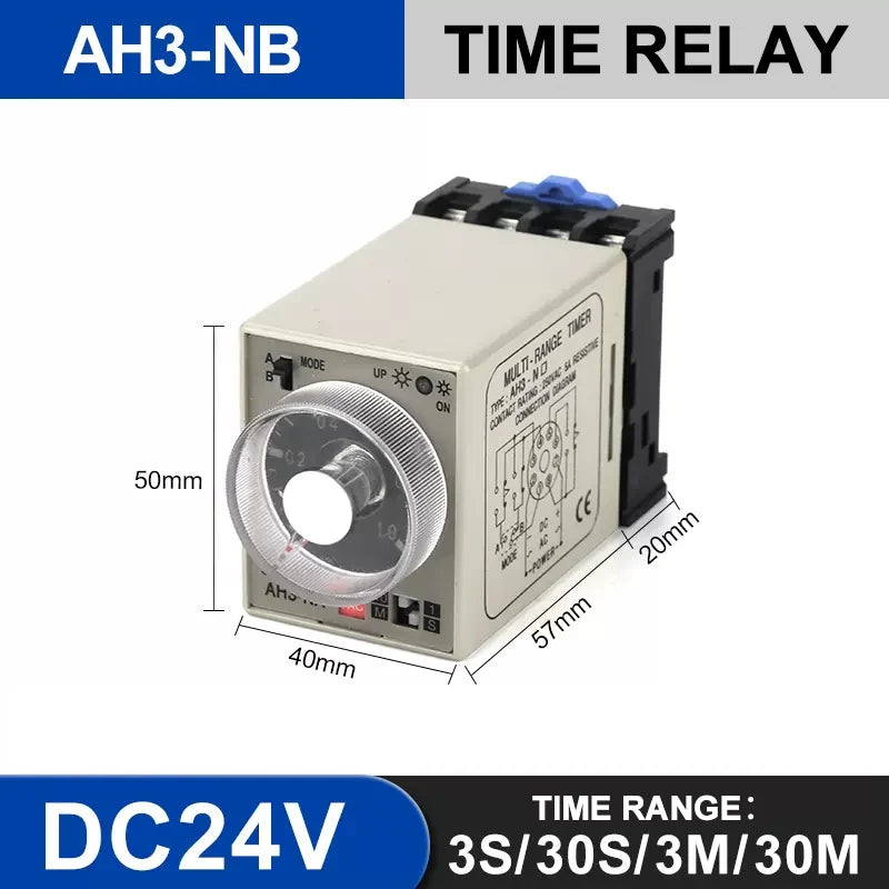 AH3-N 8-Pin Adjustable Time Delay Relay | Multi-Range Timer Time Delay Relay Axl AH3-NB-24V