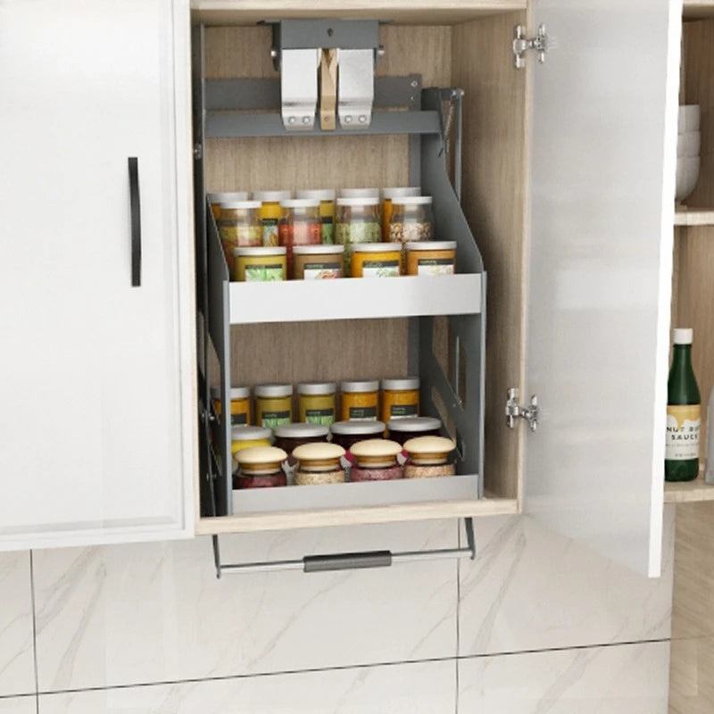 Pull-Down Wall Cabinet Lifting Storage Rack | Kitchen Shelf Cabinet Storage Rack Axl