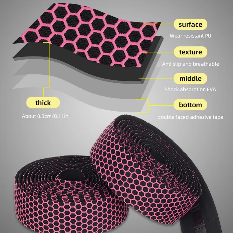 Road Bike Handlebar Tape – Honeycomb Silicone EVA Anti-Slip Wrap Bike Handlebar Tape Axl