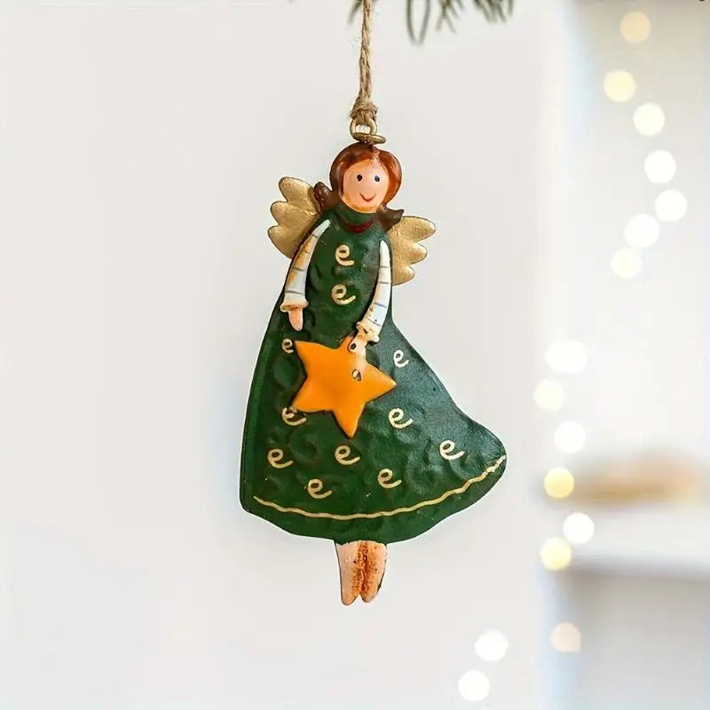 4-Pack Vintage Angel Wooden Christmas Hanging Ornaments Christmas Ornaments Axl