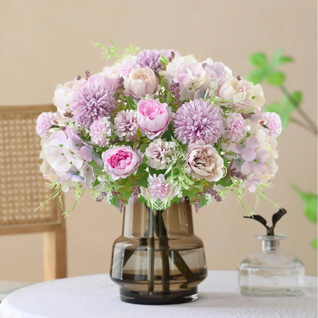 Silk Peony Hydrangea Artificial Flower Bouquet | Wedding & Home Artificial Flower Bouquet Axl