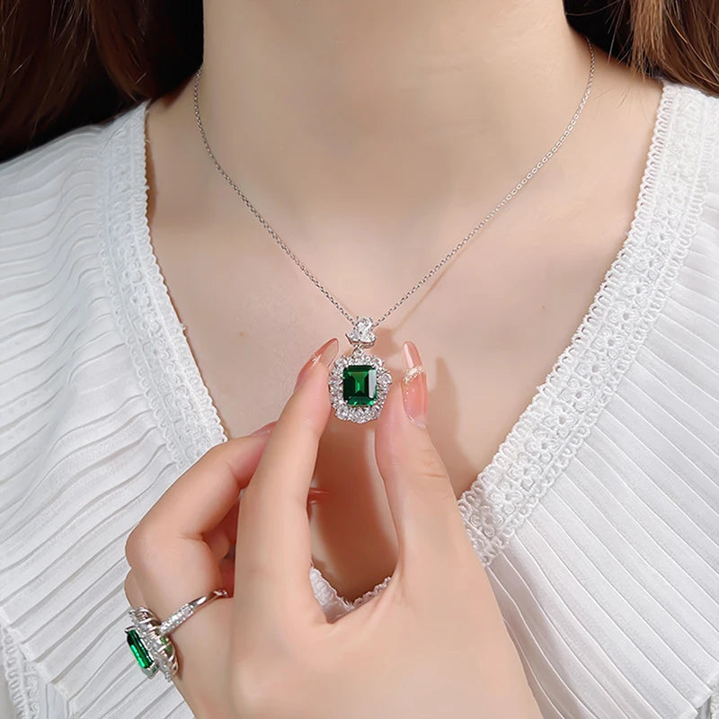 Huitan Green Cubic Zirconia Pendant Necklace | Women's Jewelry Pendant Necklace Axl