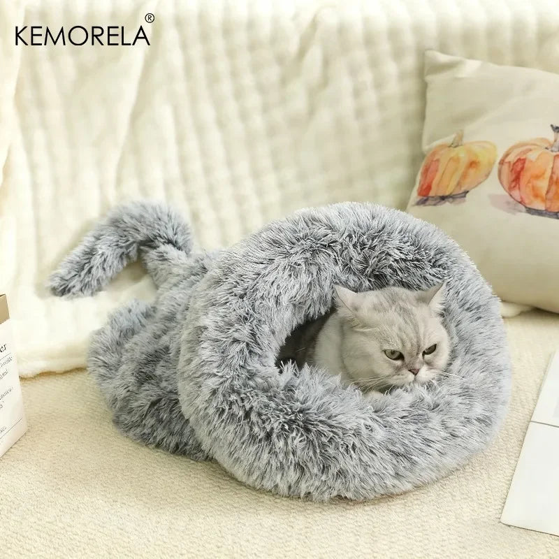 KEMORELA Plush Cat Sleeping Bag – Warm Cozy Pet Bed Cat Sleeping Bag Axl