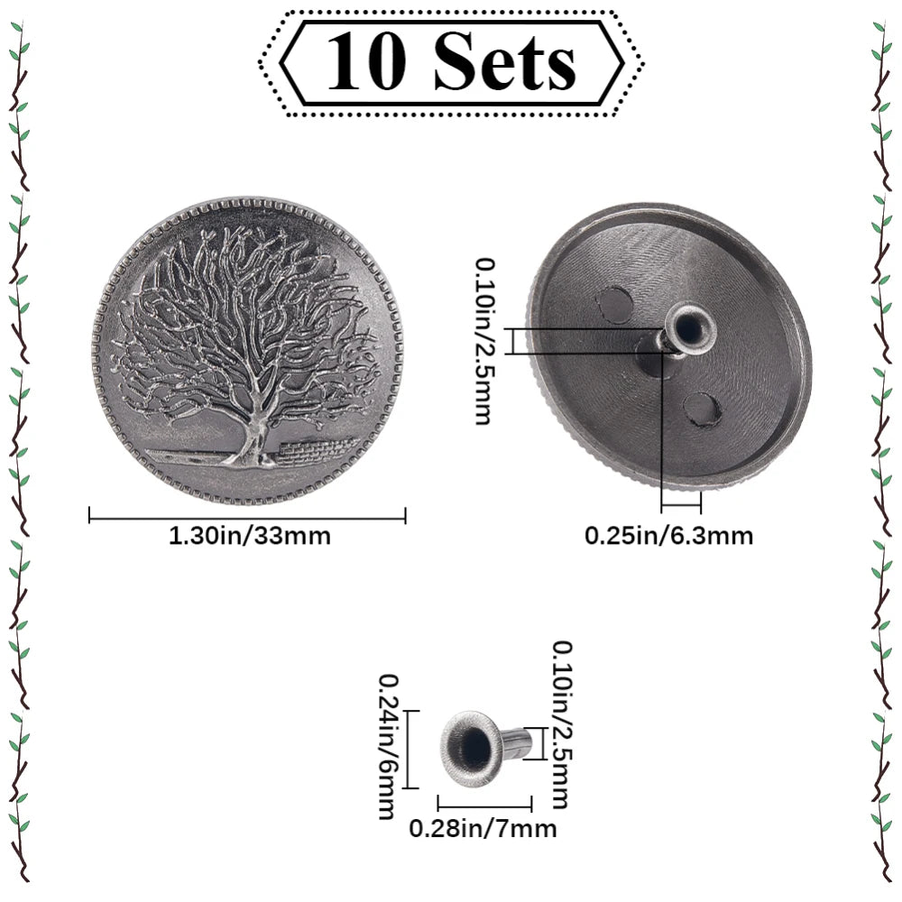 10 Sets Turquoise Screw-Back Snap Buttons | Western Daisy Buckle Decorative Snap Buttons Axl AECH04-11506