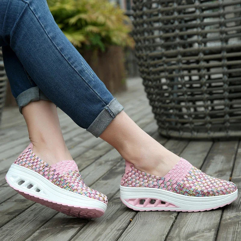 Women's Wedge Platform Sneakers – Breathable Slip-On Shoes Platform Wedge Sneakers Axl