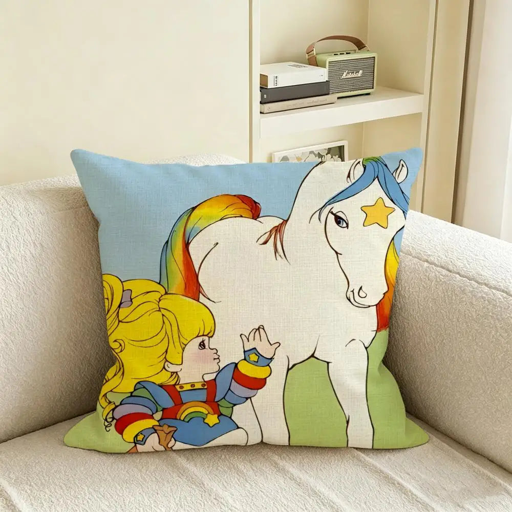 Rainbow Cartoon Linen Cushion Cover Set | Sofa & Bed Décor Linen Cushion Cover Axl White4 40X40cm