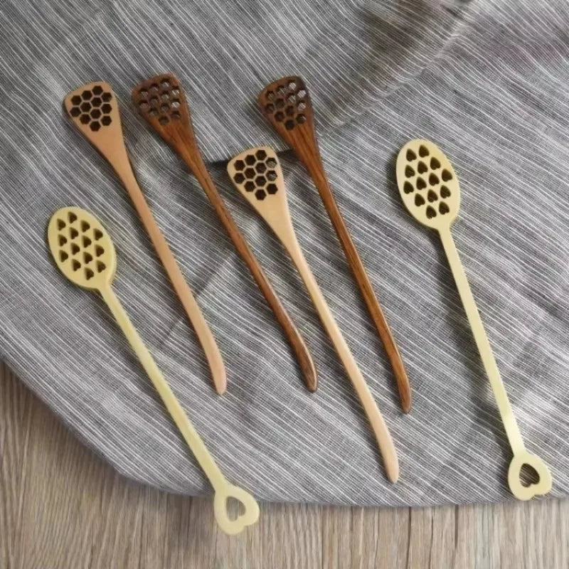 Wooden Honey Dipper Spoon – Eco-Friendly Heart Pattern Wooden Kitchen Spoon Axl