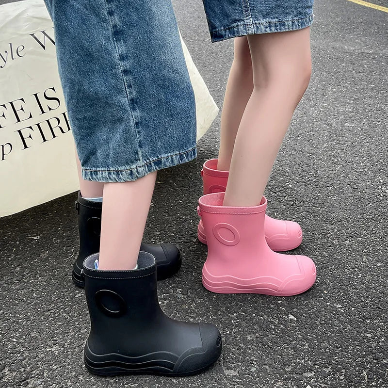 Lorilury Women's Waterproof EVA Ankle Rain Boots Slip-On Ankle Rain Boots Axl