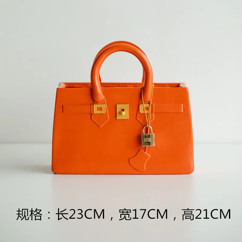 Resin Handbag Flower Vase | Modern Sculptural Table Decor Decorative Resin Vase Axl Orange