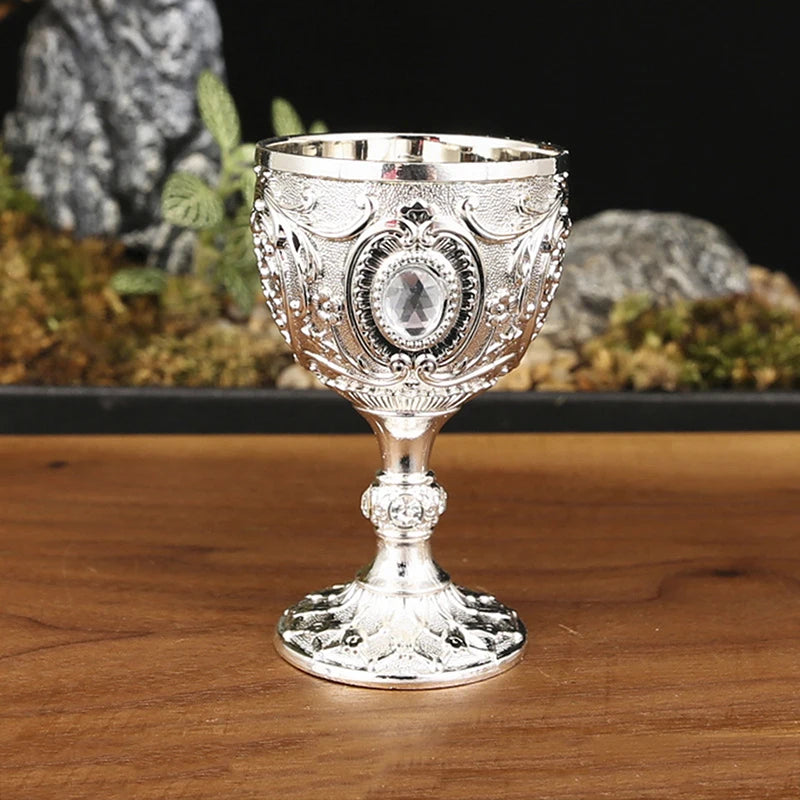 Embossed Metal Chalice Goblet – Vintage Wine & Bar Cup Metal Chalice Goblet Axl A6