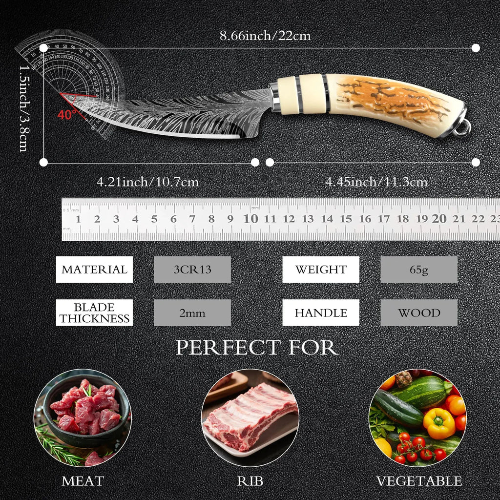 Damascus Boning Knife with Cover – Sharp Stainless Steel Blade Boning Knife Axl
