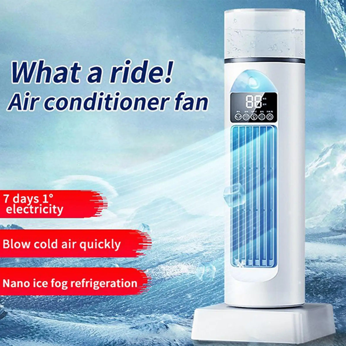 6-Speed Bladeless Tower Fan with Water Tank | 110° Oscillating Oscillating Tower Fan Axl