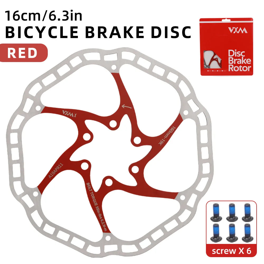 VXM Floating Disc Brake Rotor 160/180mm 6-Bolt MTB Bike Disc Brake Rotor Axl 160MMRed