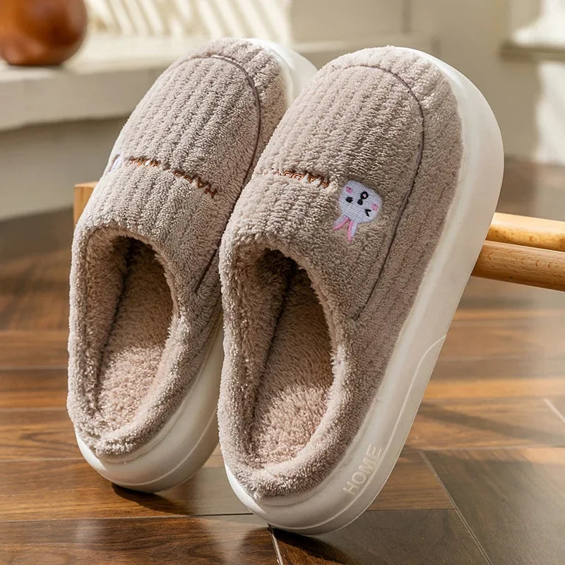 YBQJOO Men's Warm Cotton Winter Slippers – Anti-Slip Indoor Shoes Men's Winter Slippers Axl brown 38-39