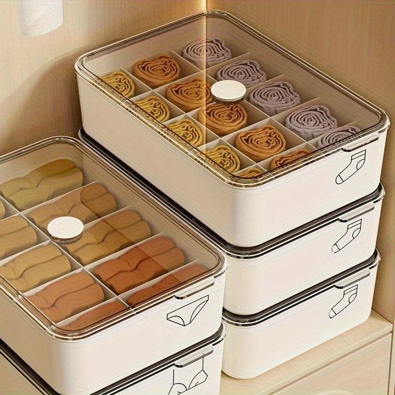 15-Compartment Plastic Underwear & Socks Drawer Organizer Box Drawer Storage Organizer Axl