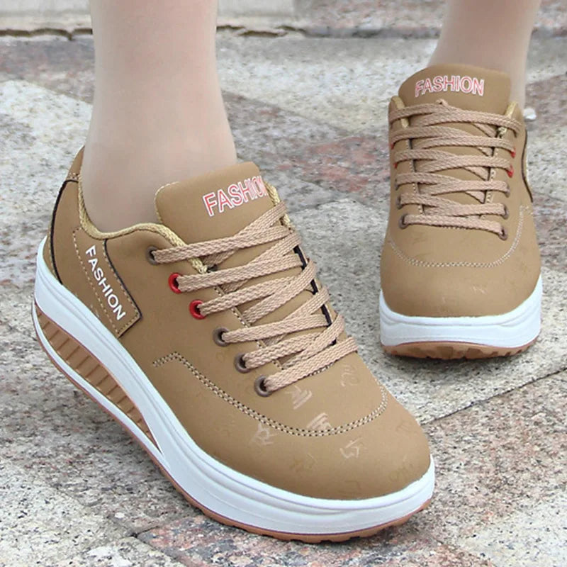 HAJINK Women's Fashion Heel Sneakers – Casual Lace-Up Fashion Heel Sneakers Axl