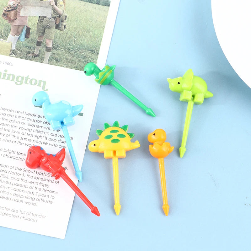 6-Piece Dinosaur Mini Fruit Forks – Bento Box Food Picks Fruit Fork Set Axl