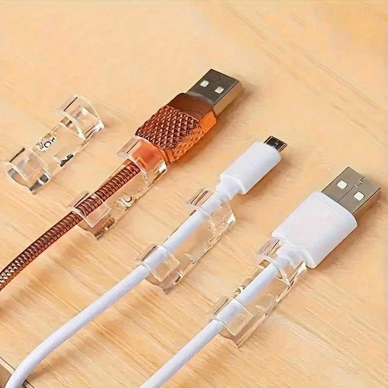 Transparent Cable Clips – Wall & Desk Wire Management (20/60 Pcs) Cable Management Clips Axl