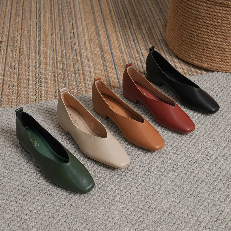 Women's Flat Loafers – Square Toe Casual Slip-On Shoes Women's Flat Loafers Axl