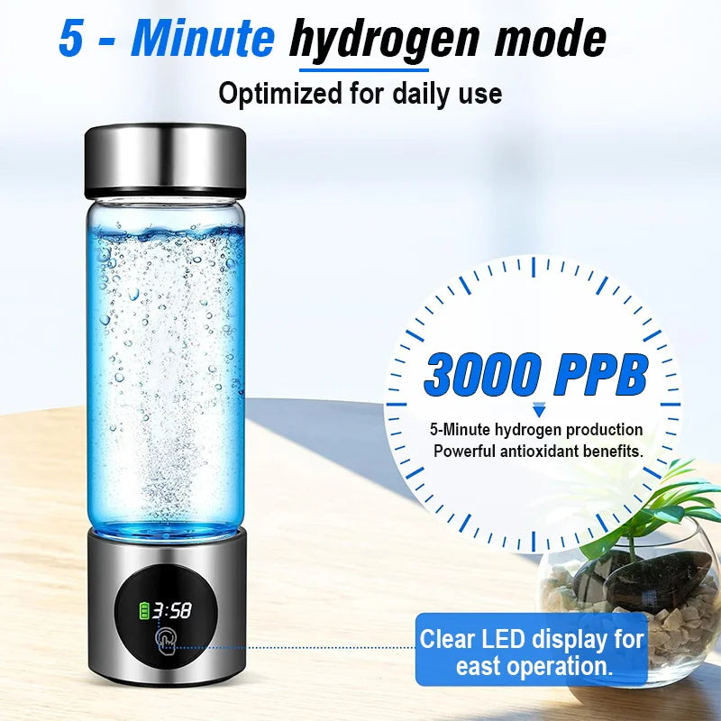 BALASHOV Hydrogen Water Bottle SPE+PEM 460ml | LED Display Hydrogen Water Bottle Axl