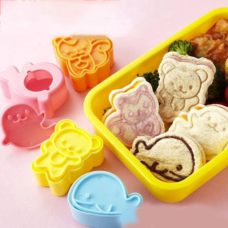 4-Piece Animal Sandwich Cookie Mold Cutter Set | Bento Kids Cookie Mold Cutter Set Axl