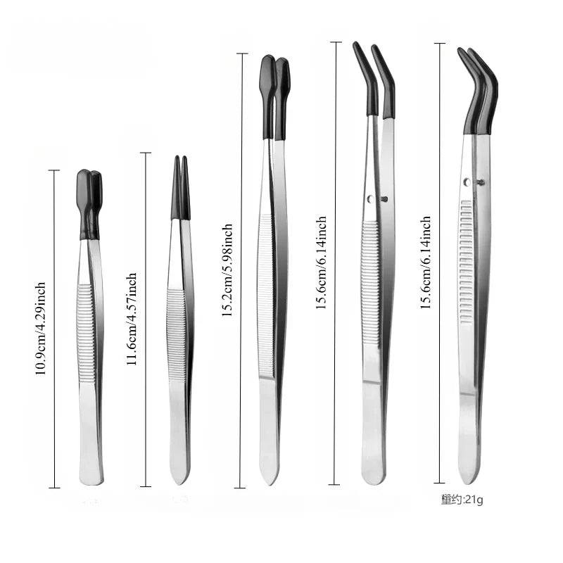 Precision Rubber-Coated Tweezers Set – Straight & Bent Tip Precision Tweezers Set Axl