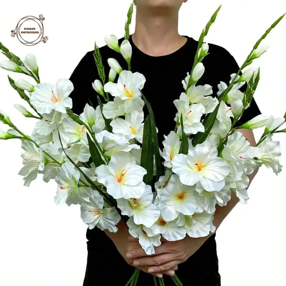 3-Pack Artificial Silk Orchid Stems – Faux Dendrobium Decor Artificial Flower Stems Axl