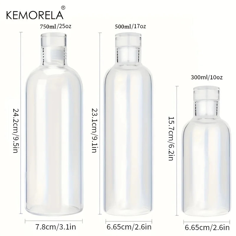 KEMORELA Clear Glass Water Bottle 300/500/750ml Leak-Resistant Glass Water Bottle Axl