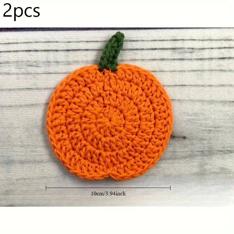 Handmade Crochet Coasters – Farmhouse Fabric Drink Pads Crochet Coaster Set Axl Orange-2pcs