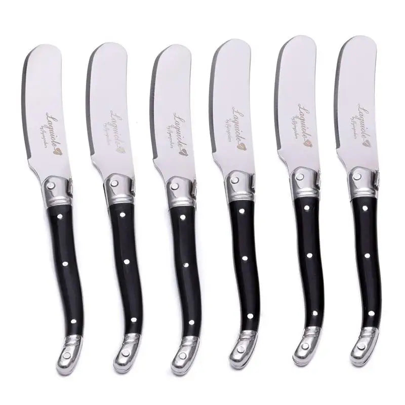 Laguiole-Style Butter & Cheese Spreader Set 4-6 Pcs | Rainbow Cheese Spreader Set Axl 6pcs Black