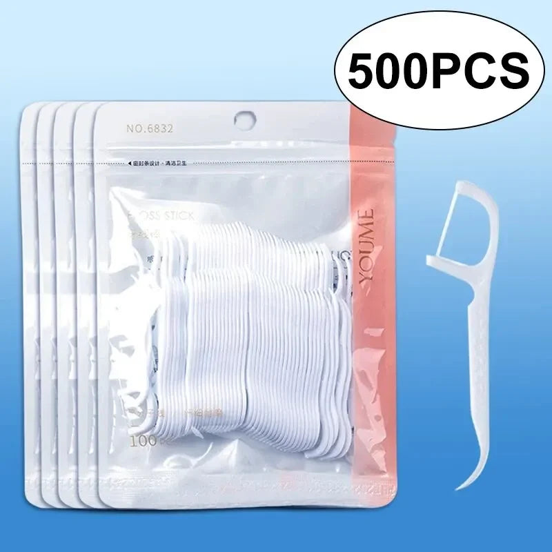 Disposable Dental Floss Picks 100/300/500 Pcs – Portable Flosser Dental Floss Picks Axl 500pcs