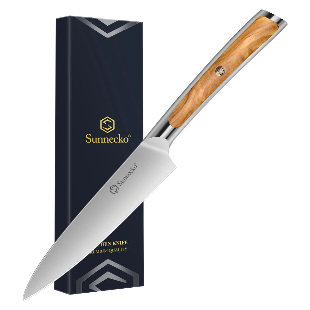 Sunnecko Japanese Chef Knife – 1.4116 Steel & Olive Wood Handle Japanese Chef Knife Axl 5 Inch Utility Knife China Mainland