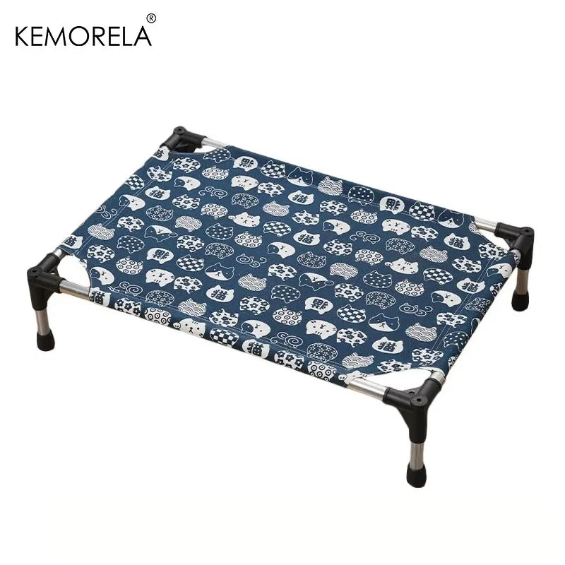 KEMORELA Portable Outdoor Dog Bed – Breathable PVC Frame Outdoor Dog Bed Axl Blue Cat M