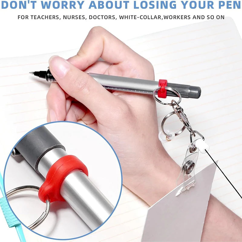 Retractable Badge Reel Keychain with Pen Holder & ID Clip Badge Reel Keychain Axl