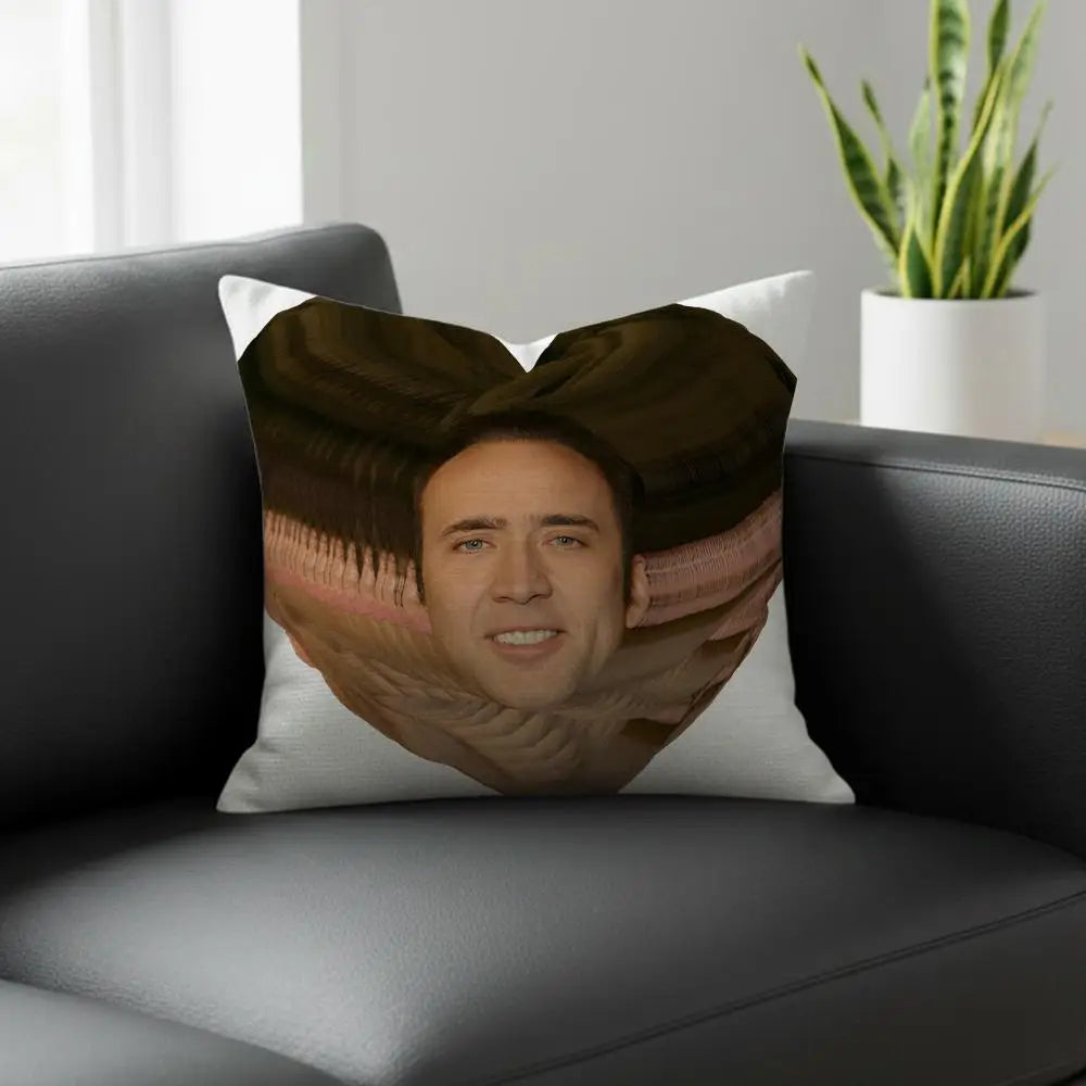 Nicolas Cage Linen Cushion Cover | Novelty Pillow Case Decor Novelty Cushion Cover Axl White8 60X60cm