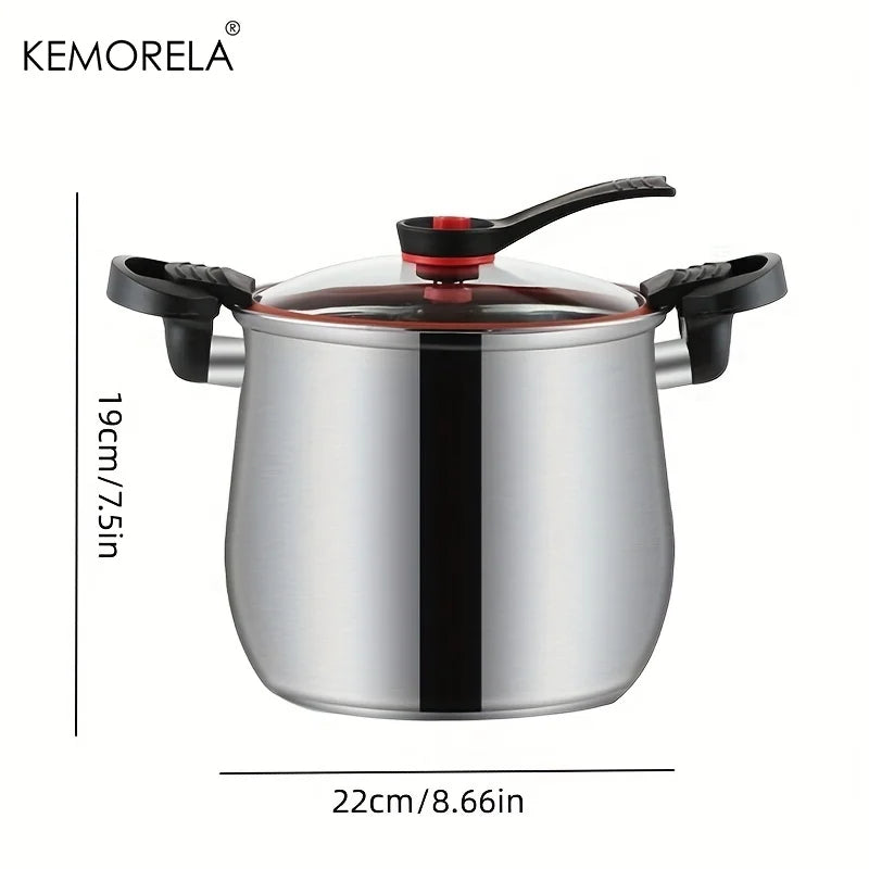 KEMORELA 22cm Stainless Steel Stockpot with Glass Lid Stainless Steel Stockpot Axl