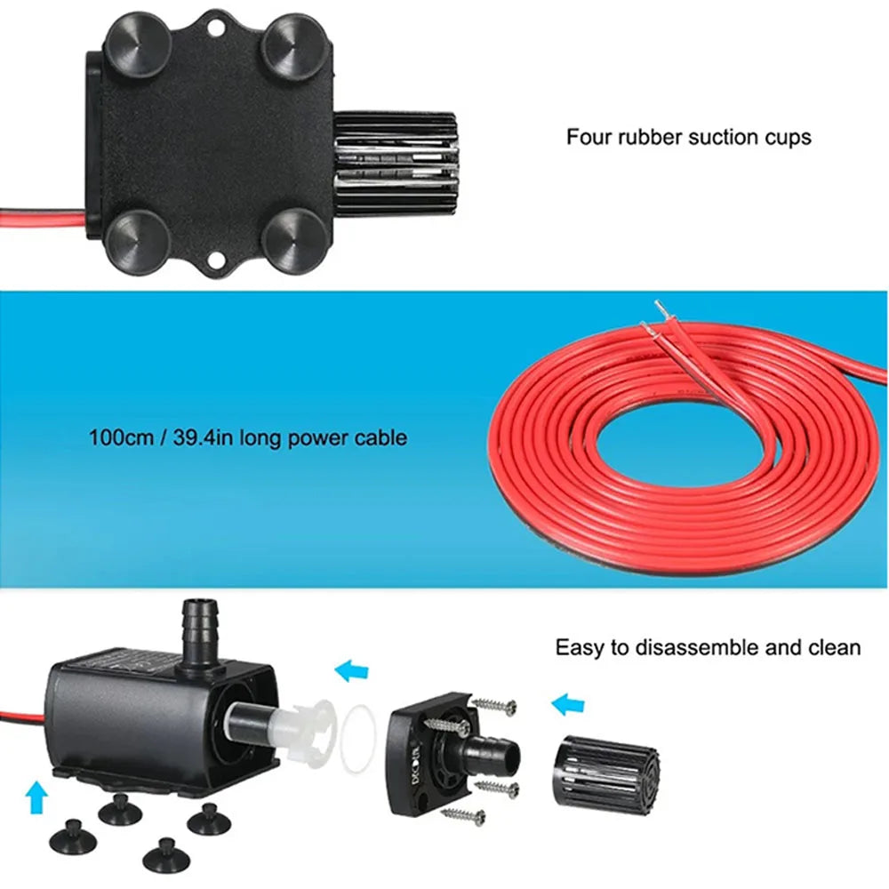 DC 12V Mini Brushless Submersible Water Pump 280L/H 300cm Lift Submersible Water Pump Axl