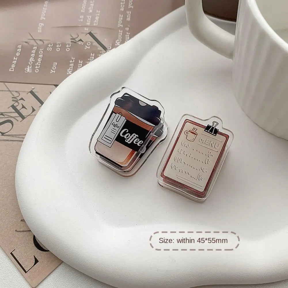 Kawaii Coffee Acrylic Binder Clips – Cute Vintage Paper Clips Set Acrylic Paper Clips Axl style 2