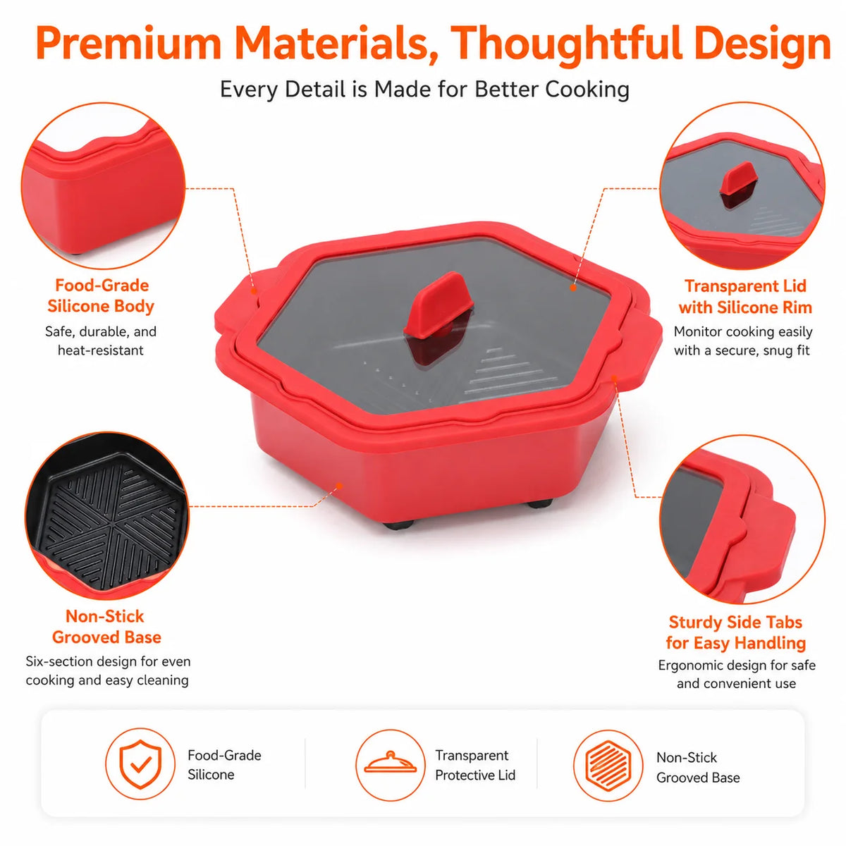 Hexagonal Nonstick Baking Pan with Lid – Air Fryer & Microwave Nonstick Baking Pan Axl