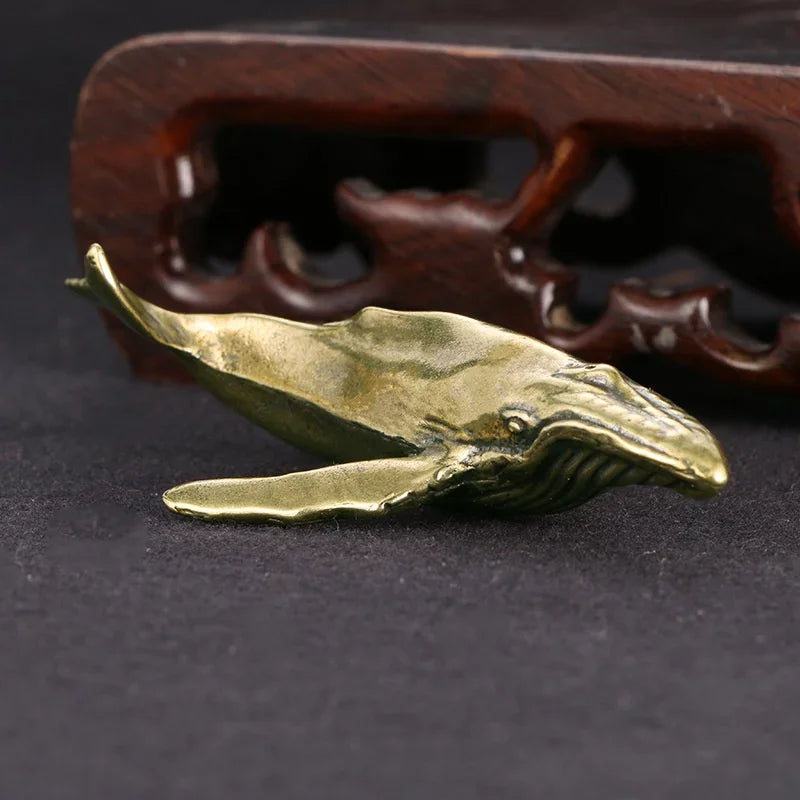 Solid Brass Whale Figurine – Vintage Desktop Sea Animal Statue Brass Figurine Axl
