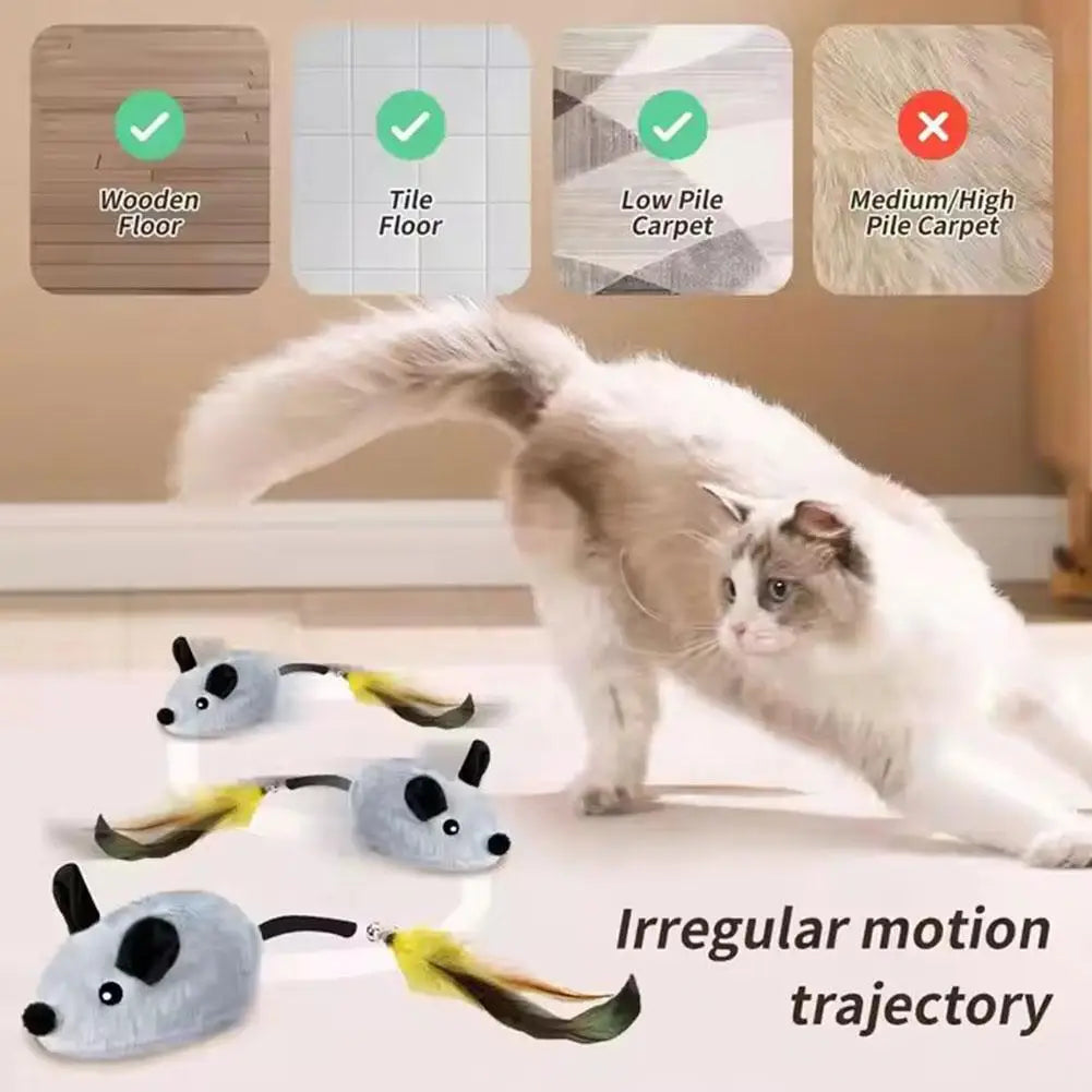 RC Interactive Electric Mouse Cat Toy | Motion Sensor & Feather Interactive Cat Toy Axl