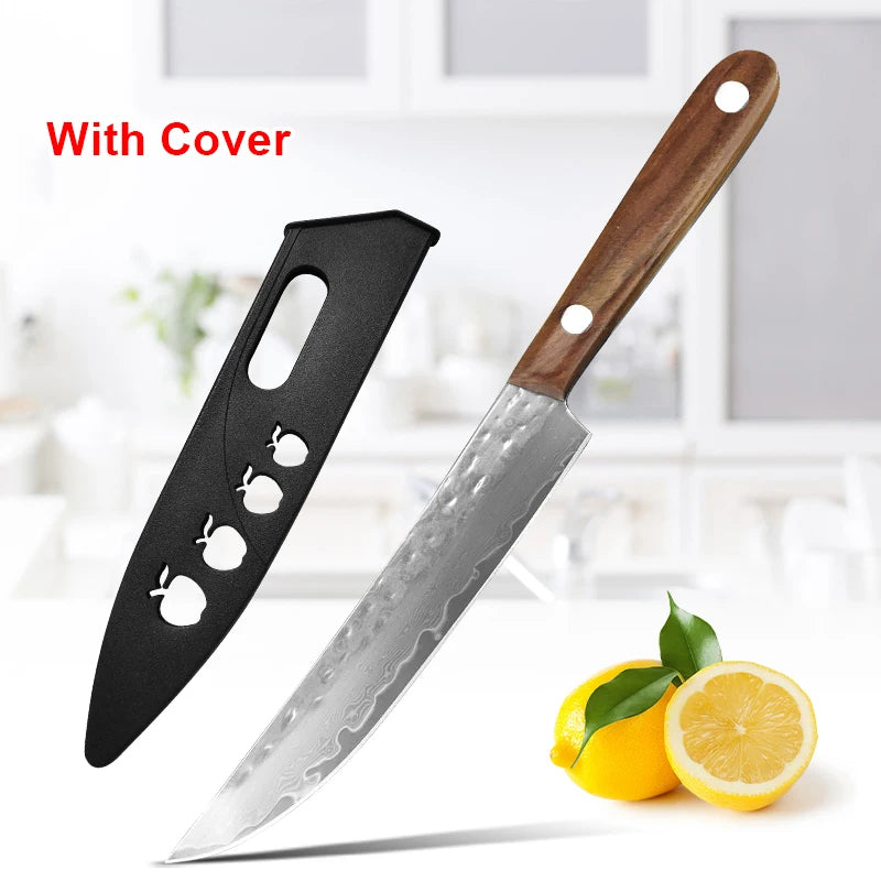 Damascus Steel Chef's Knife – Wood Handle Kitchen Knife Damascus Chef's Knife Axl